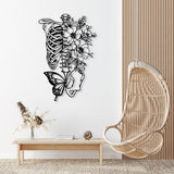 Butterfly Metal Wall Art with Skeleton and Flower - BrossHome Metal Wall Art