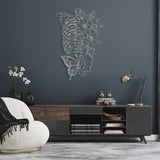 Butterfly Metal Wall Art with Skeleton and Flower - BrossHome Metal Wall Art