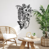 Butterfly Metal Wall Art with Skeleton and Flower - BrossHome Metal Wall Art