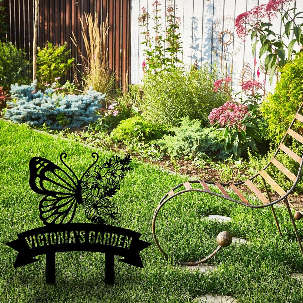 Butterfly Stake Metal Garden Sign - BrossHome Metal Wall Art
