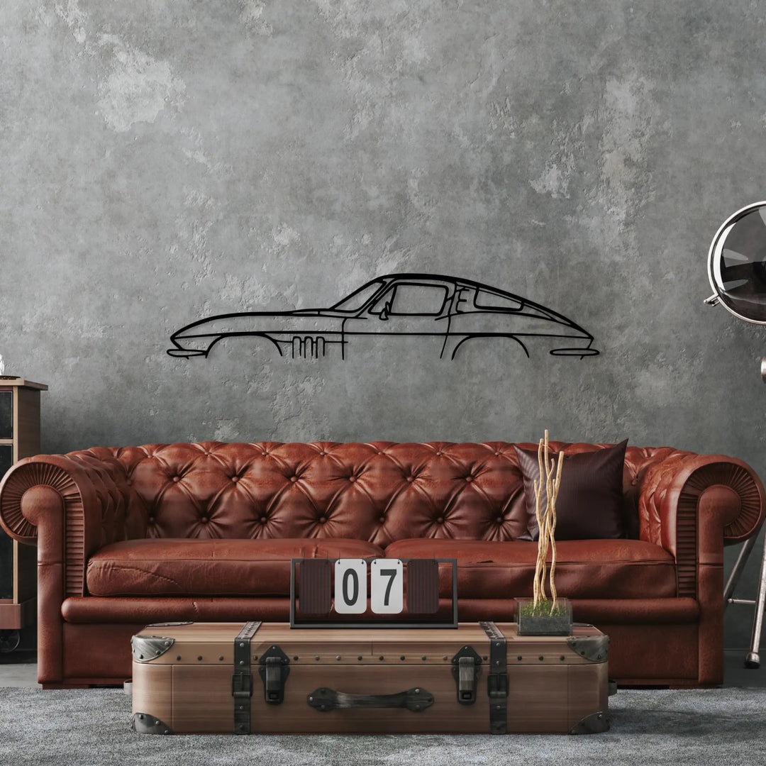C2 Corvette Silhouette Metal Wall Art - BrossHome Metal Wall Art