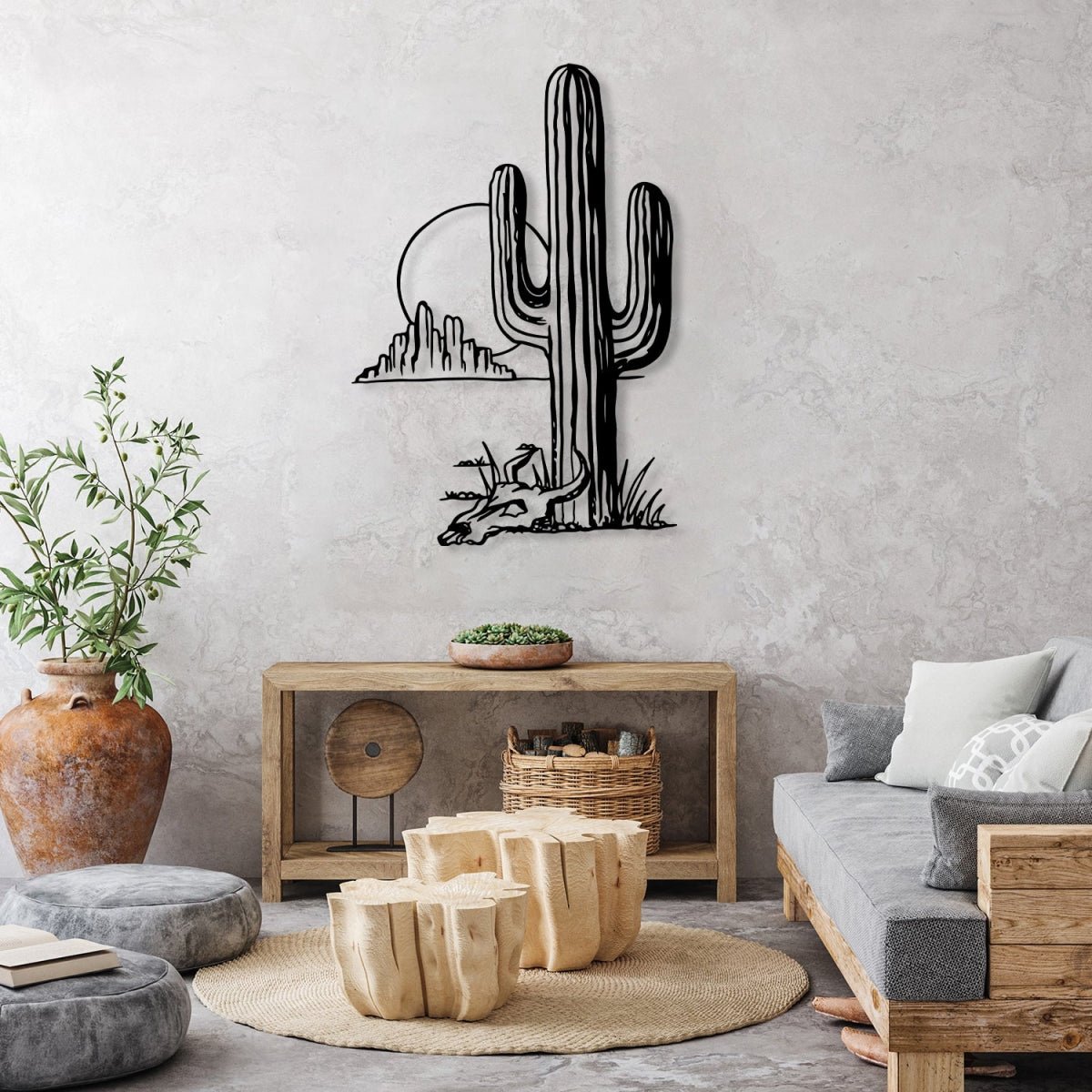 Cactus Sun Metal Wall Art - BrossHome Metal Wall Art