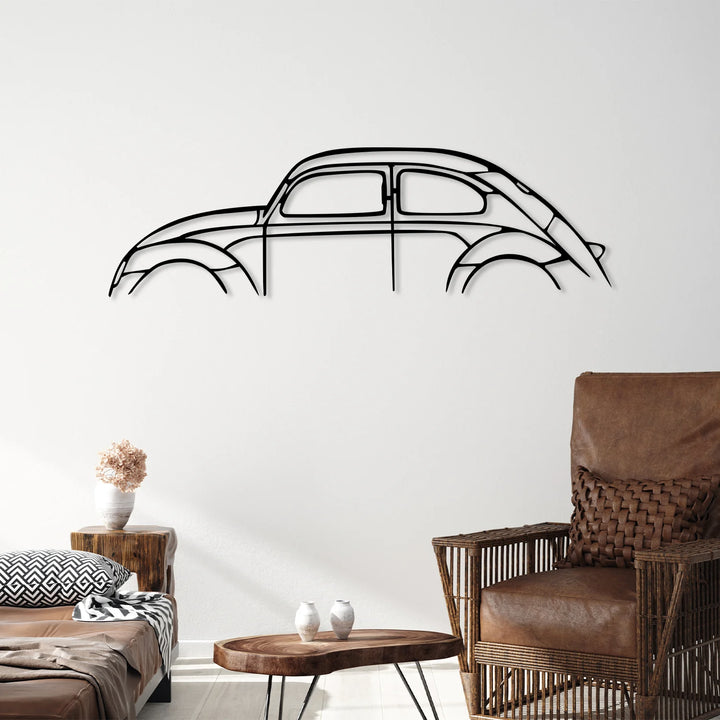 Beetle Car Silhouette Metal Wall Art