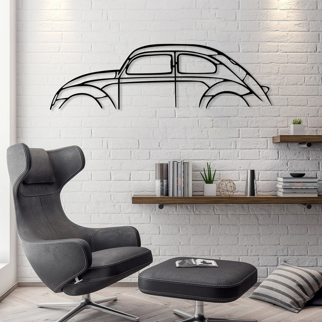 Beetle Car Silhouette Metal Wall Art