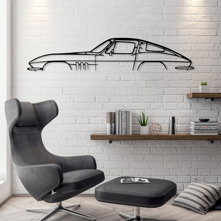 Corvette Sting Ray Metal Car Silhouette Wall Art