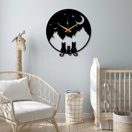 Cat Metal Wall Clock - BrossHome Metal Wall Art