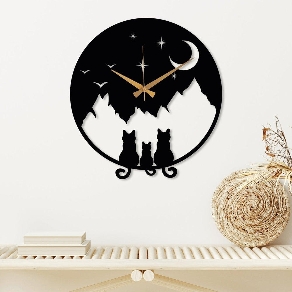 Cat Metal Wall Clock - BrossHome Metal Wall Art