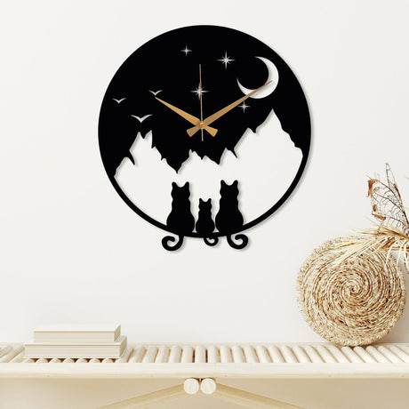 Cat Metal Wall Clock - BrossHome Metal Wall Art