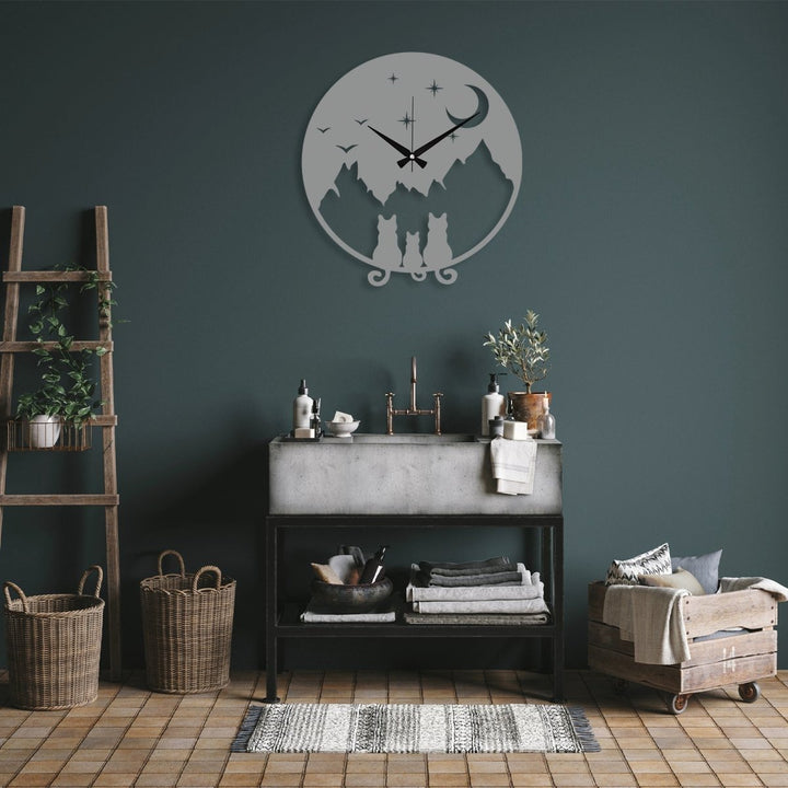 Cat Metal Wall Clock - BrossHome Metal Wall Art