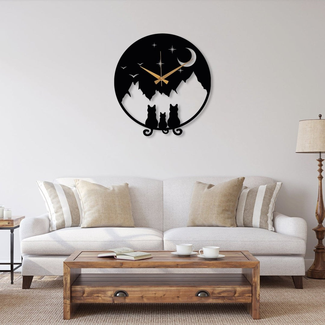 Cat Metal Wall Clock - BrossHome Metal Wall Art