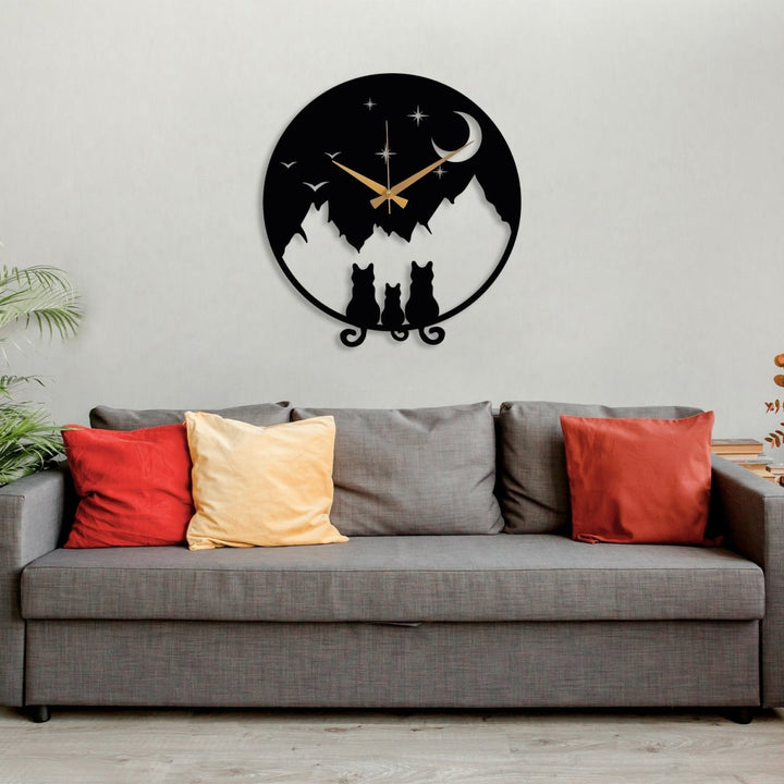 Cat Metal Wall Clock - BrossHome Metal Wall Art