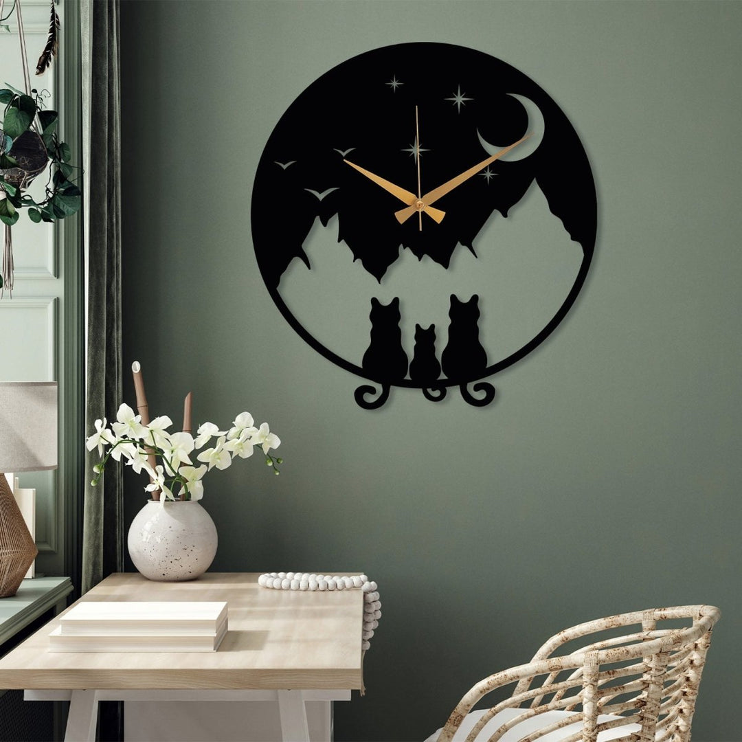 Cat Metal Wall Clock - BrossHome Metal Wall Art