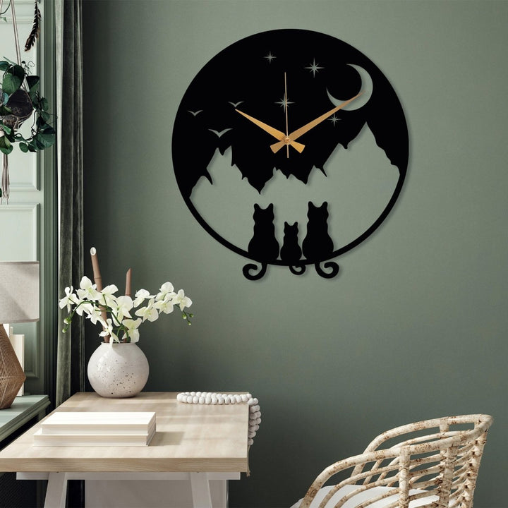 Cat Metal Wall Clock - BrossHome Metal Wall Art
