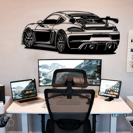 Cayman 718 GT4 RS Car Silhouette Metal Wall Art - BrossHome Metal Wall Art