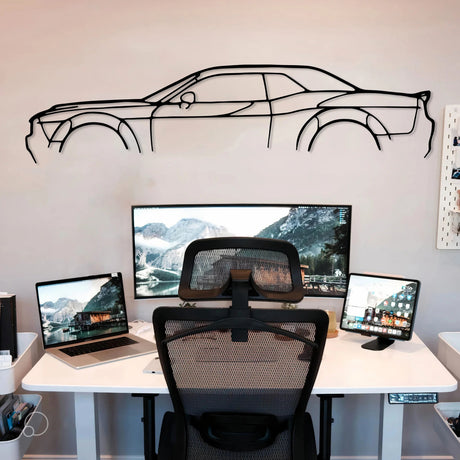 Challenger Car Metal Silhouette Wall Art - BrossHome Metal Wall Art