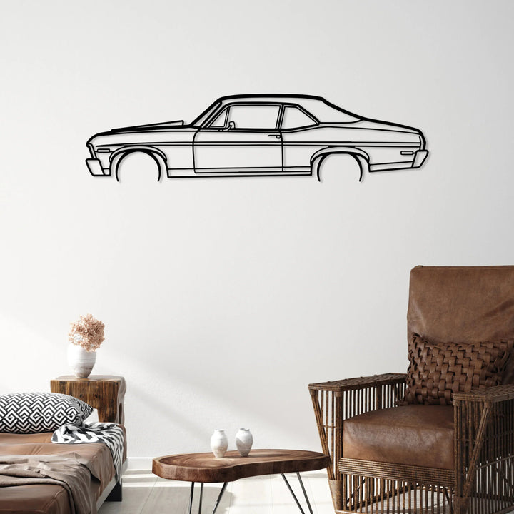 Chevy Nova 1970 Metal Car Silhouette Wall Art - BrossHome Metal Wall Art