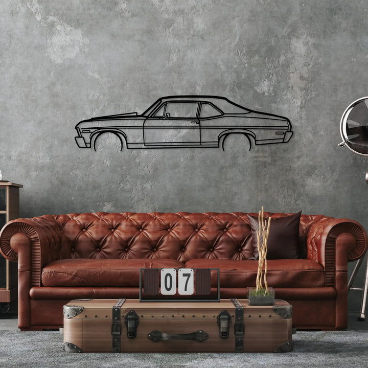Chevy Nova 1970 Metal Car Silhouette Wall Art - BrossHome Metal Wall Art