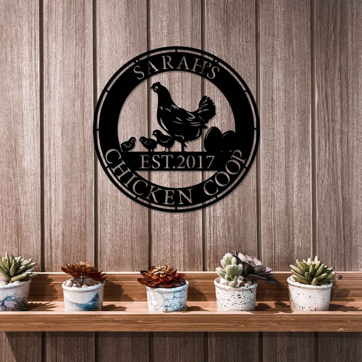 Chicken Custom Metal Garden Sign Wall Art Decor - BrossHome Metal Wall Art