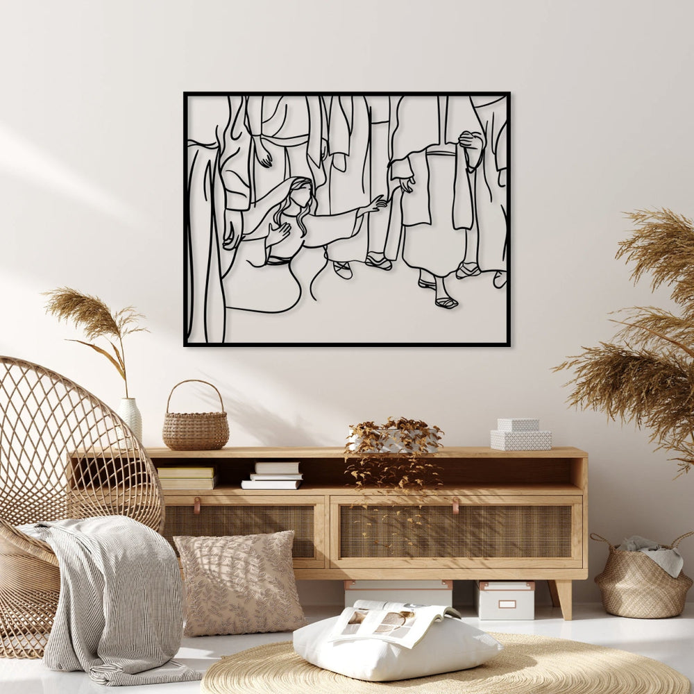 Christ and The Bleeding Woman Metal Wall Art - BrossHome Metal Wall Art