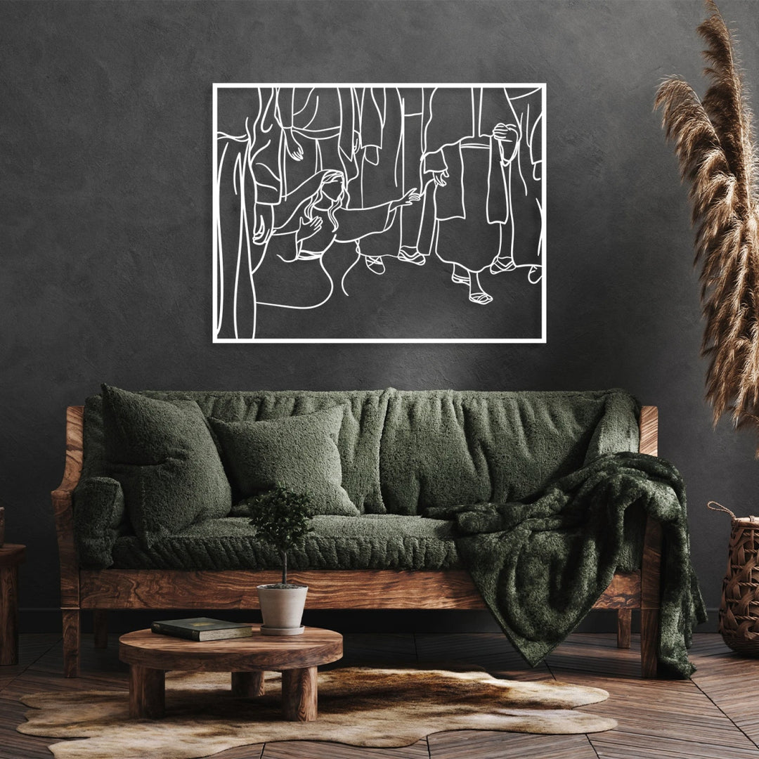 Christ and The Bleeding Woman Metal Wall Art - BrossHome Metal Wall Art
