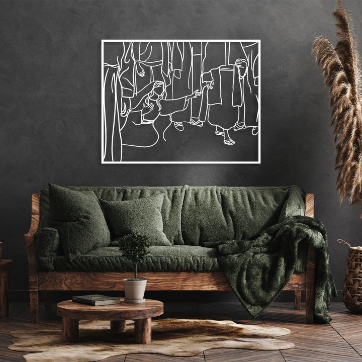 Christ and The Bleeding Woman Metal Wall Art - BrossHome Metal Wall Art