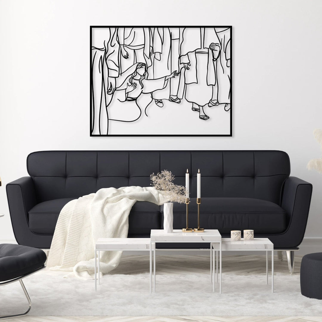 Christ and The Bleeding Woman Metal Wall Art - BrossHome Metal Wall Art