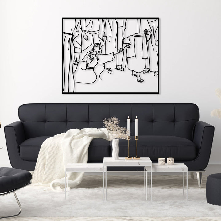 Christ and The Bleeding Woman Metal Wall Art - BrossHome Metal Wall Art