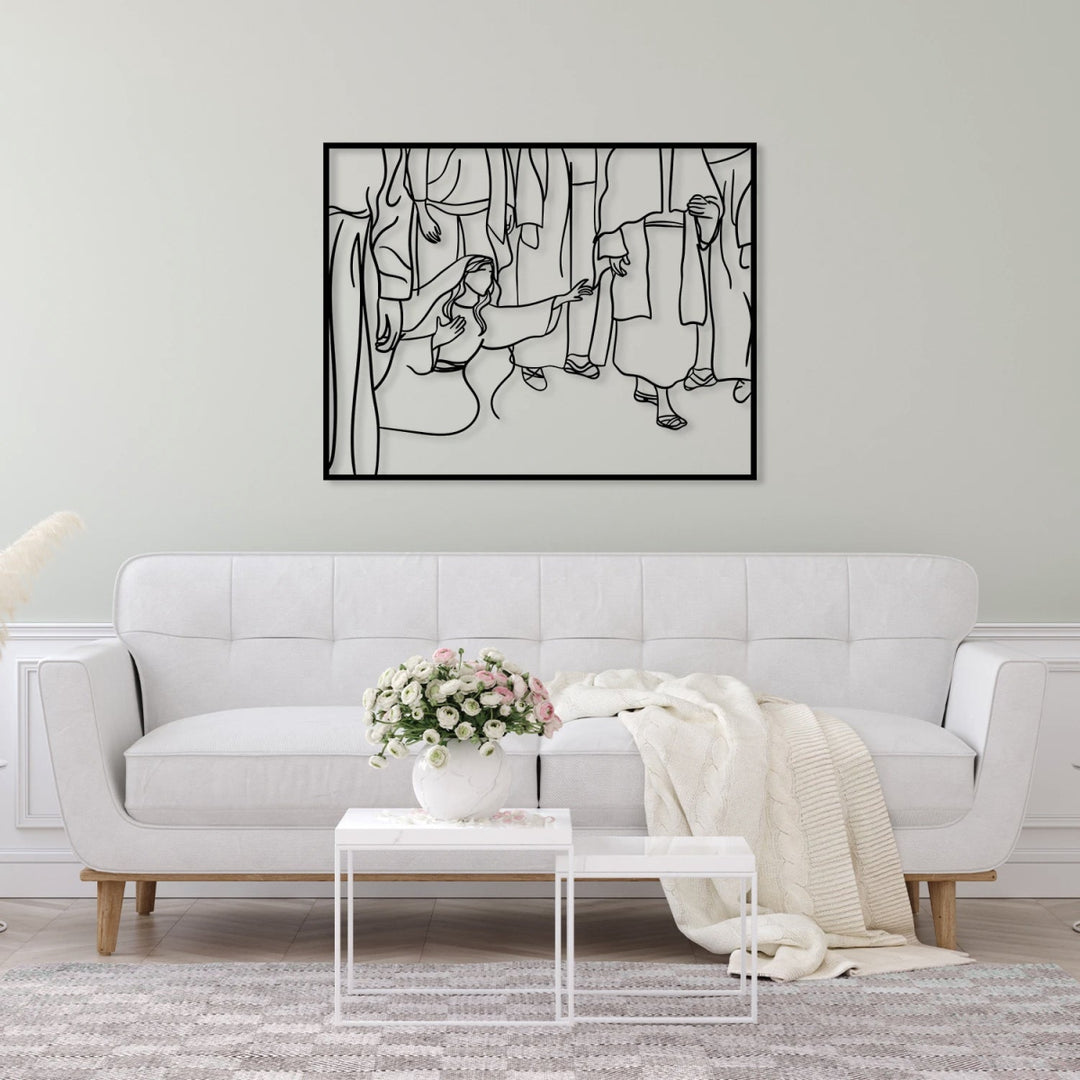 Christ and The Bleeding Woman Metal Wall Art - BrossHome Metal Wall Art