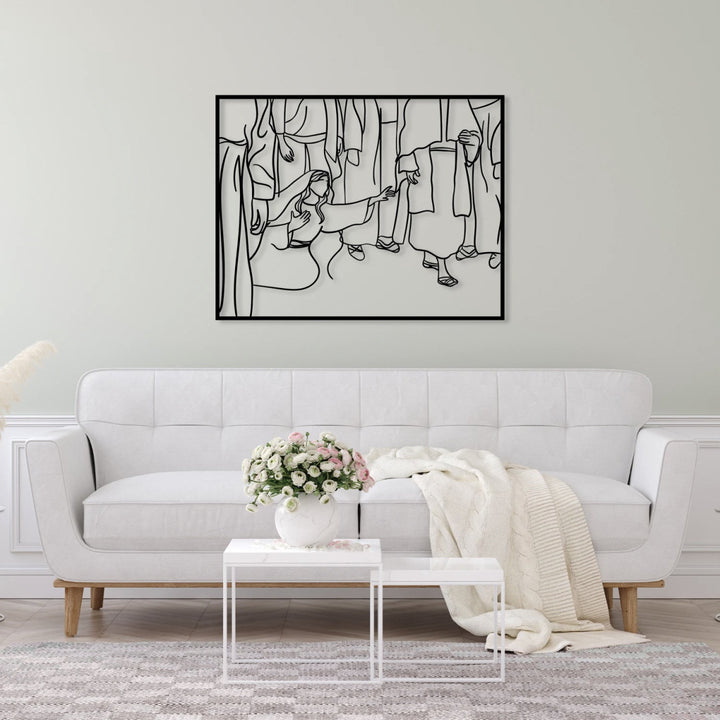 Christ and The Bleeding Woman Metal Wall Art - BrossHome Metal Wall Art