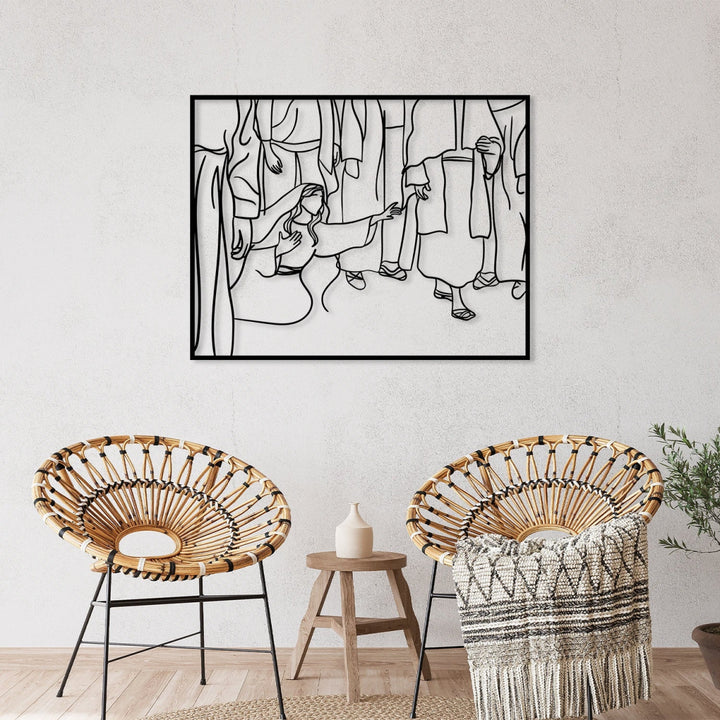 Christ and The Bleeding Woman Metal Wall Art - BrossHome Metal Wall Art