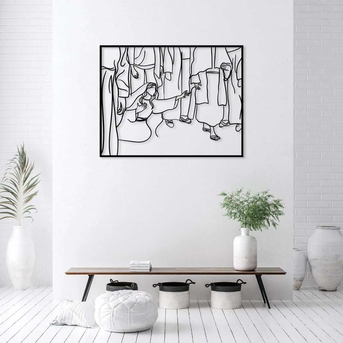 Christ and The Bleeding Woman Metal Wall Art - BrossHome Metal Wall Art
