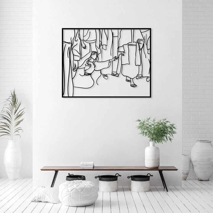 Christ and The Bleeding Woman Metal Wall Art - BrossHome Metal Wall Art