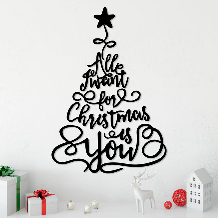 Merry Christmas Tree Metal Wall Decor - 1