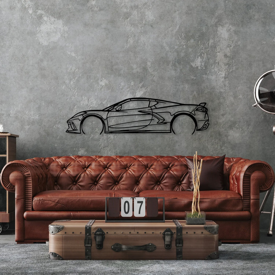 Corvette C8 Metal Car Silhouette Wall Art - BrossHome Metal Wall Art
