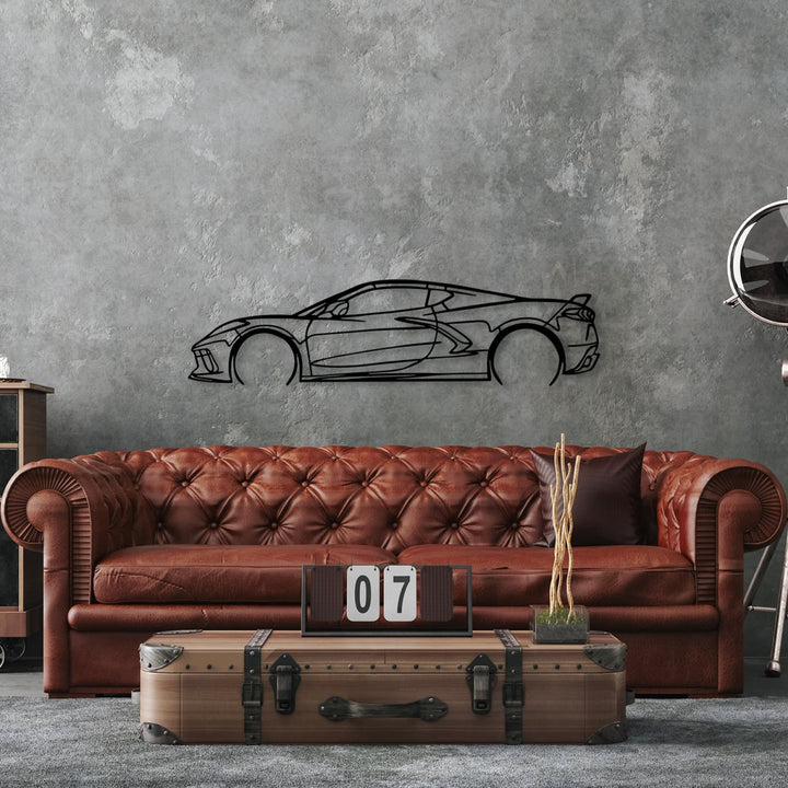 Corvette C8 Metal Car Silhouette Wall Art - BrossHome Metal Wall Art