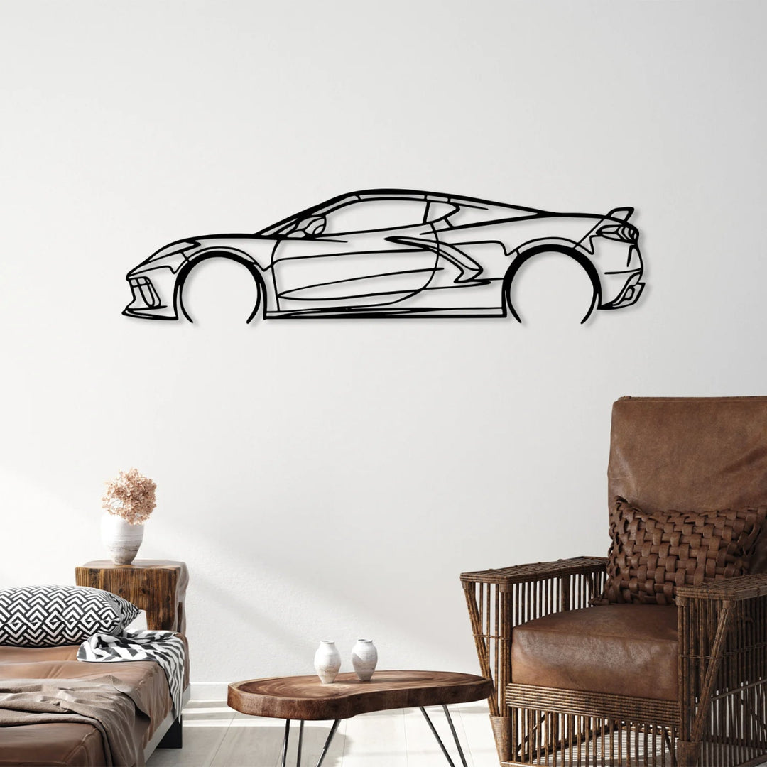 Corvette C8 Metal Car Silhouette Wall Art - BrossHome Metal Wall Art