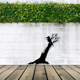 Crow with Tree Metal Garden Sign Decor - BrossHome Metal Wall Art