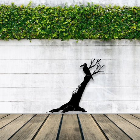 Crow with Tree Metal Garden Sign Decor - BrossHome Metal Wall Art