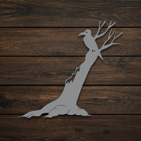 Crow with Tree Metal Garden Sign Decor - BrossHome Metal Wall Art