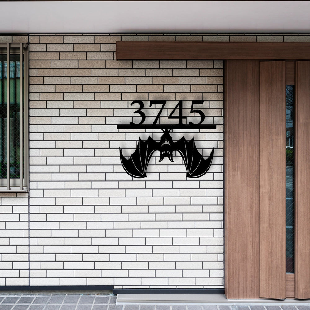 Custom Bat House Numbers Metal Garden Sign - BrossHome Metal Wall Art
