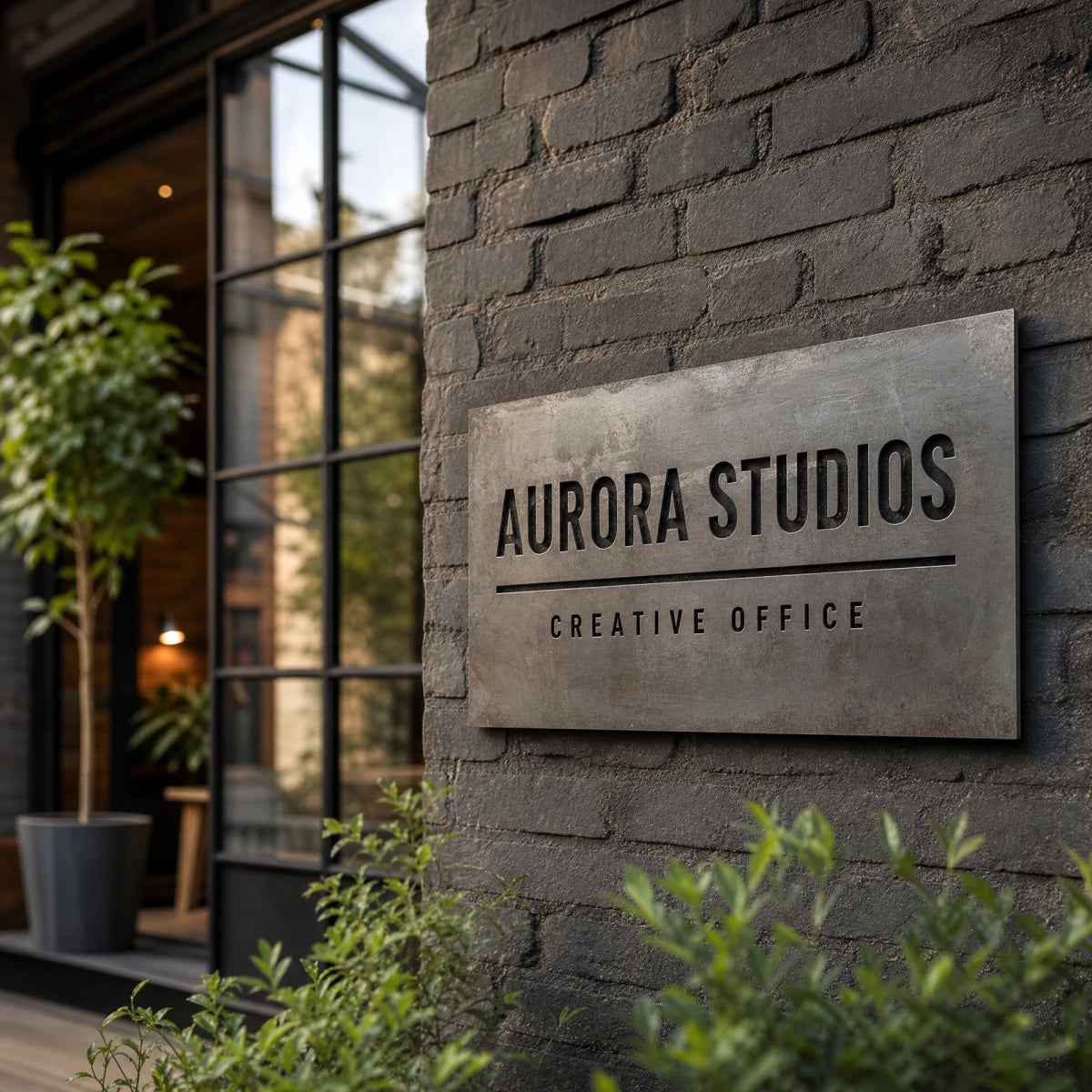 Custom Business Logo Sign – Personalized Raw Steel Metal Wall Sign - BrossHome Metal Wall Art
