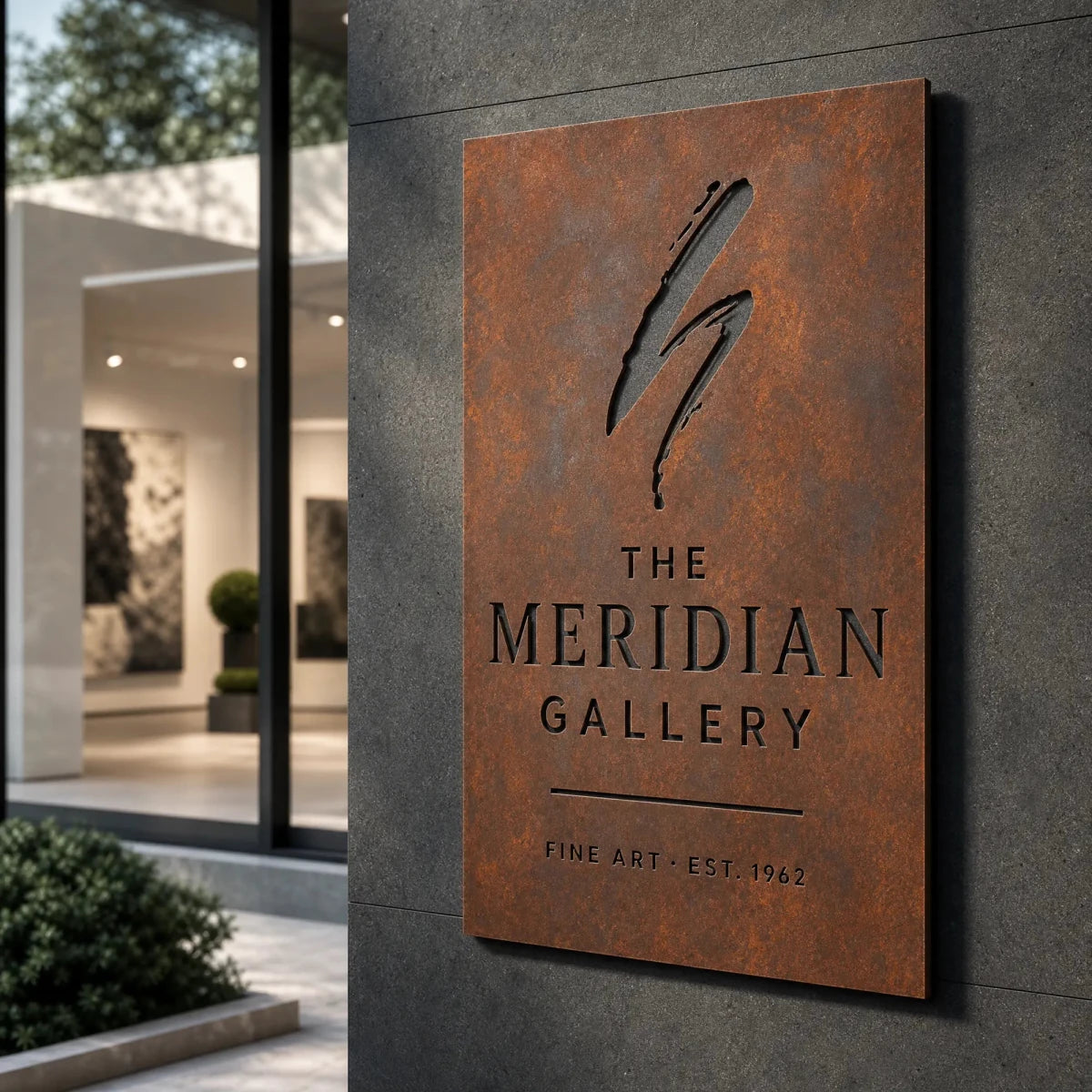 Custom Business Logo Sign – Personalized Raw Steel Metal Wall Sign - BrossHome Metal Wall Art