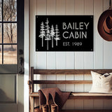 Custom Cabin Metal Sign - Personalized Pine Tree Design Outdoor Decor with Family Name and Year - BrossHome Metal Wall Art