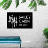 Custom Cabin Metal Sign - Personalized Pine Tree Design Outdoor Decor with Family Name and Year - BrossHome Metal Wall Art