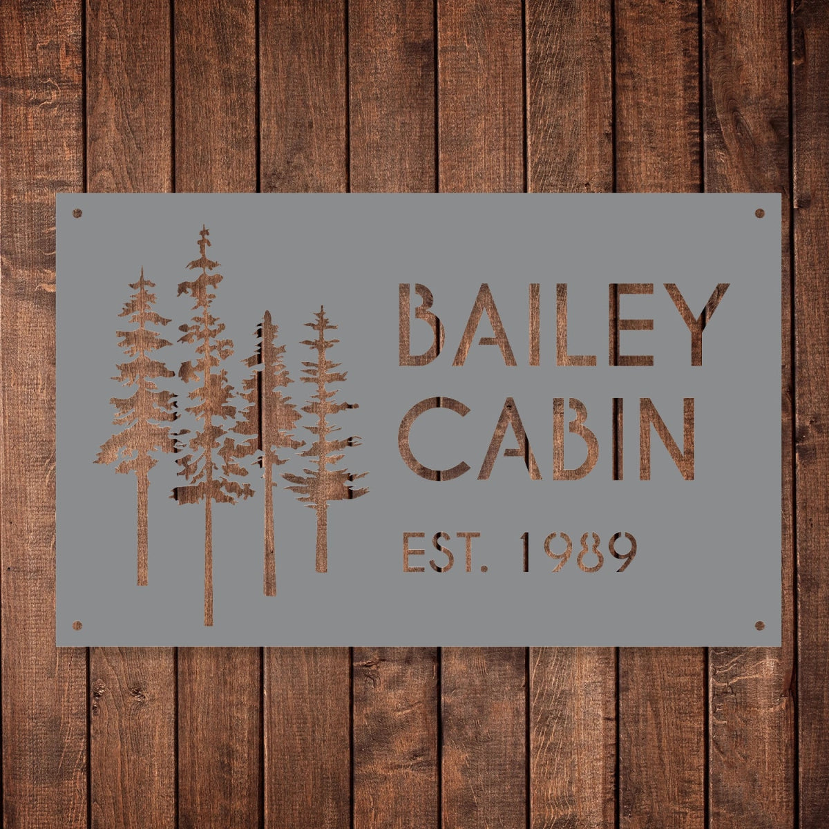 Custom Cabin Metal Sign - Personalized Pine Tree Design Outdoor Decor with Family Name and Year - BrossHome Metal Wall Art