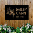 Custom Cabin Metal Sign - Personalized Pine Tree Design Outdoor Decor with Family Name and Year - BrossHome Metal Wall Art