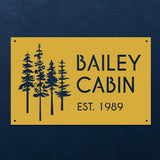 Custom Cabin Metal Sign - Personalized Pine Tree Design Outdoor Decor with Family Name and Year - BrossHome Metal Wall Art