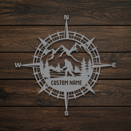 Custom Compass and Large Metal Mountain Wall Art Decor - BrossHome Metal Wall Art