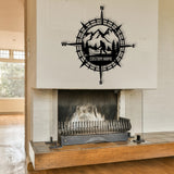 Custom Compass and Large Metal Mountain Wall Art Decor - BrossHome Metal Wall Art