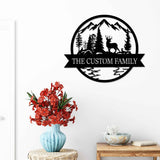Custom Deer and Mountain Metal Garden Sign Wall Art Decor - BrossHome Metal Wall Art